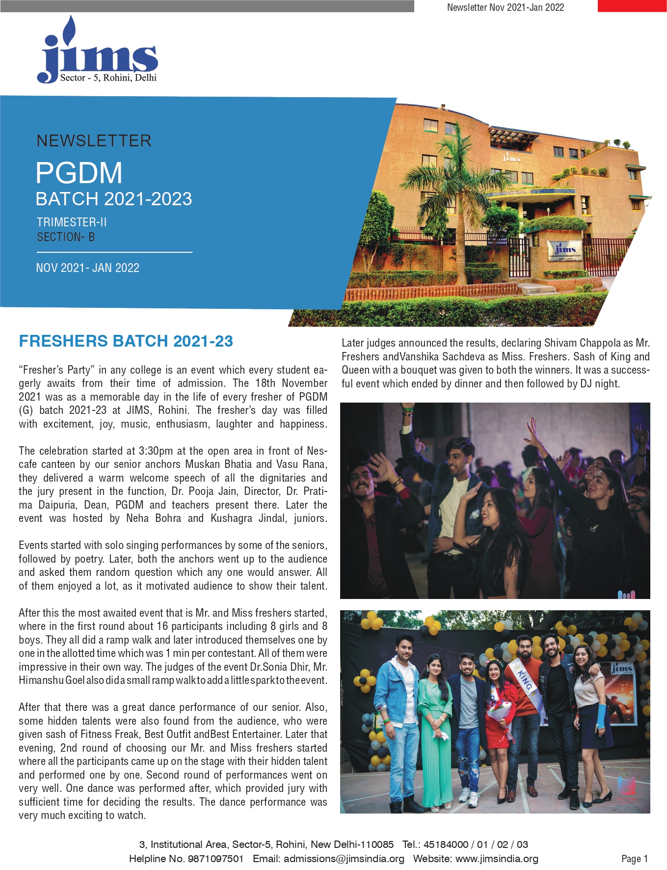 JIMS Rohini PGDM Online newsletter [July 2023]