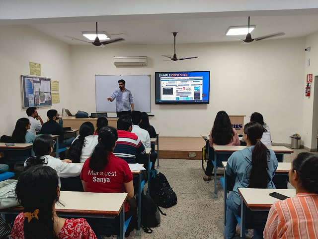 mittul goswami addressing PGDM students