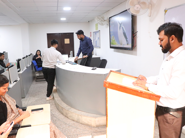 students working on data analysis