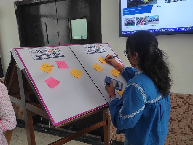 students expressing freedom